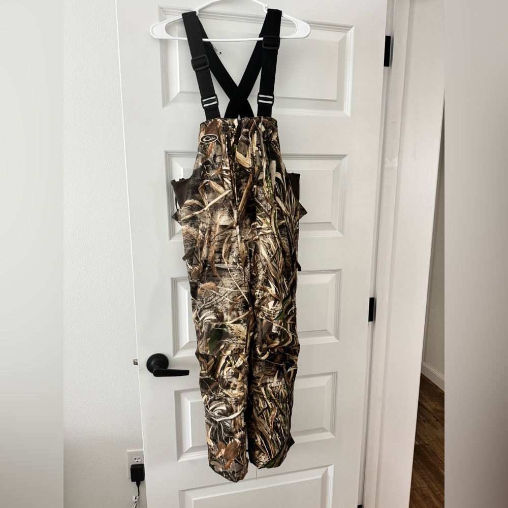 Drake Camouflage Hunting Bibs with Black Adjustable Suspenders